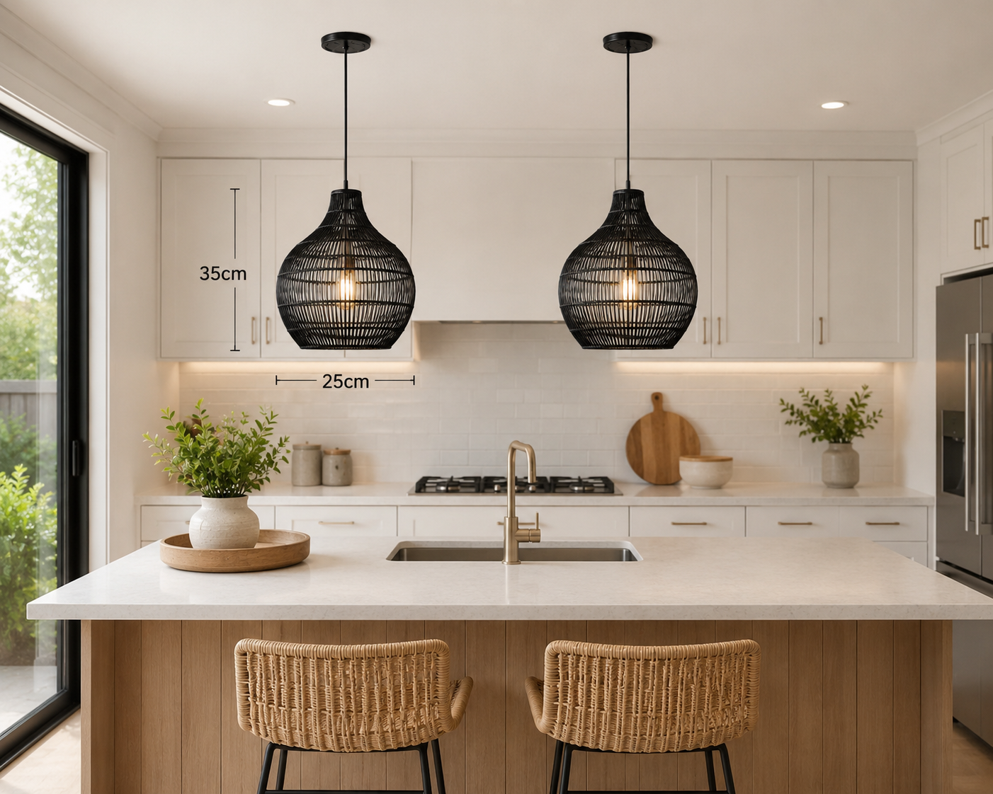 Black woven pendant light