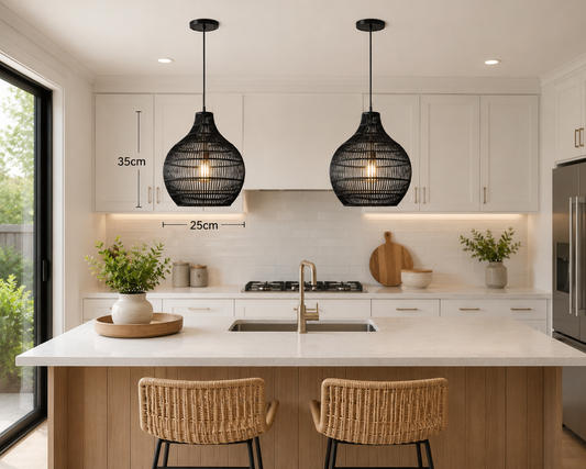 Black woven pendant light
