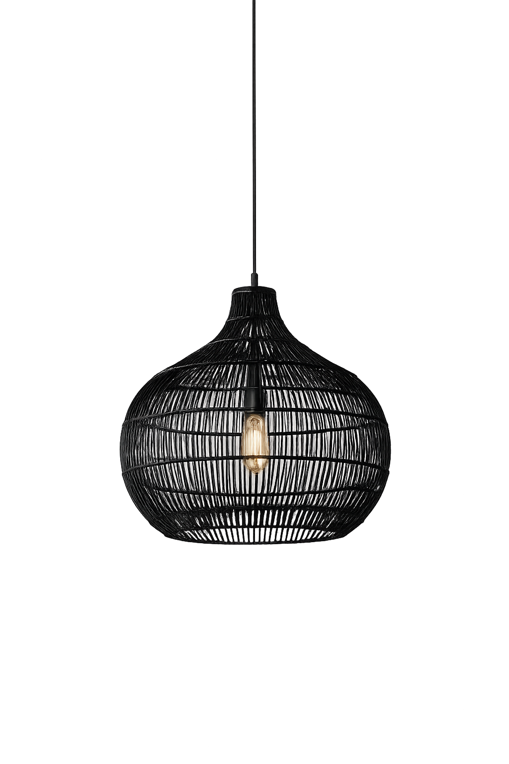 Black woven pendant light