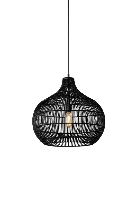 Black woven pendant light