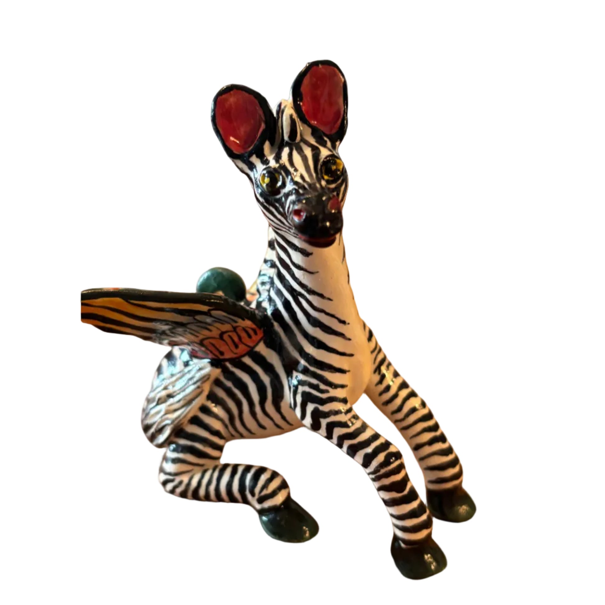 Whimsical, winged zebra. Nursery ornament or Christmas tree ornament 
