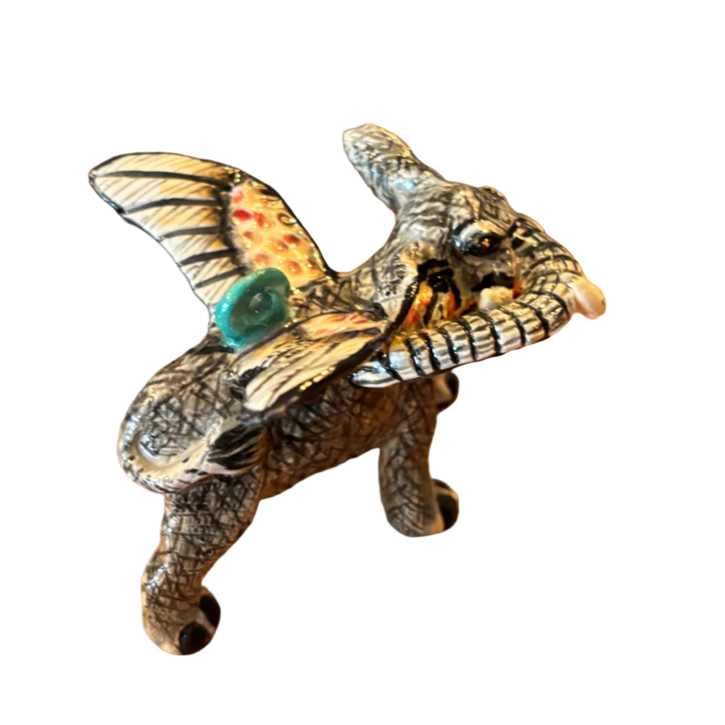 Whimsical, winged elephant. Nursery ornament or Christmas tree ornament 