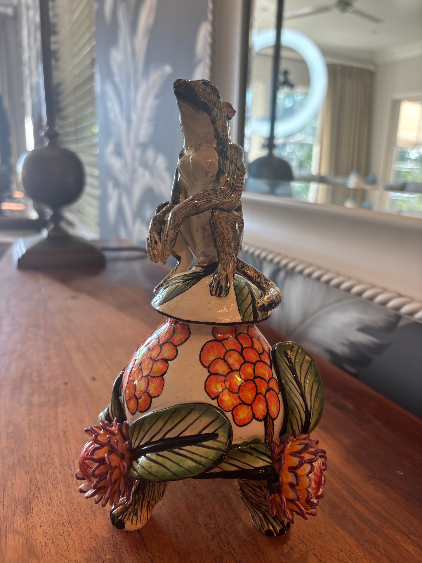 Meerkat lidded pot