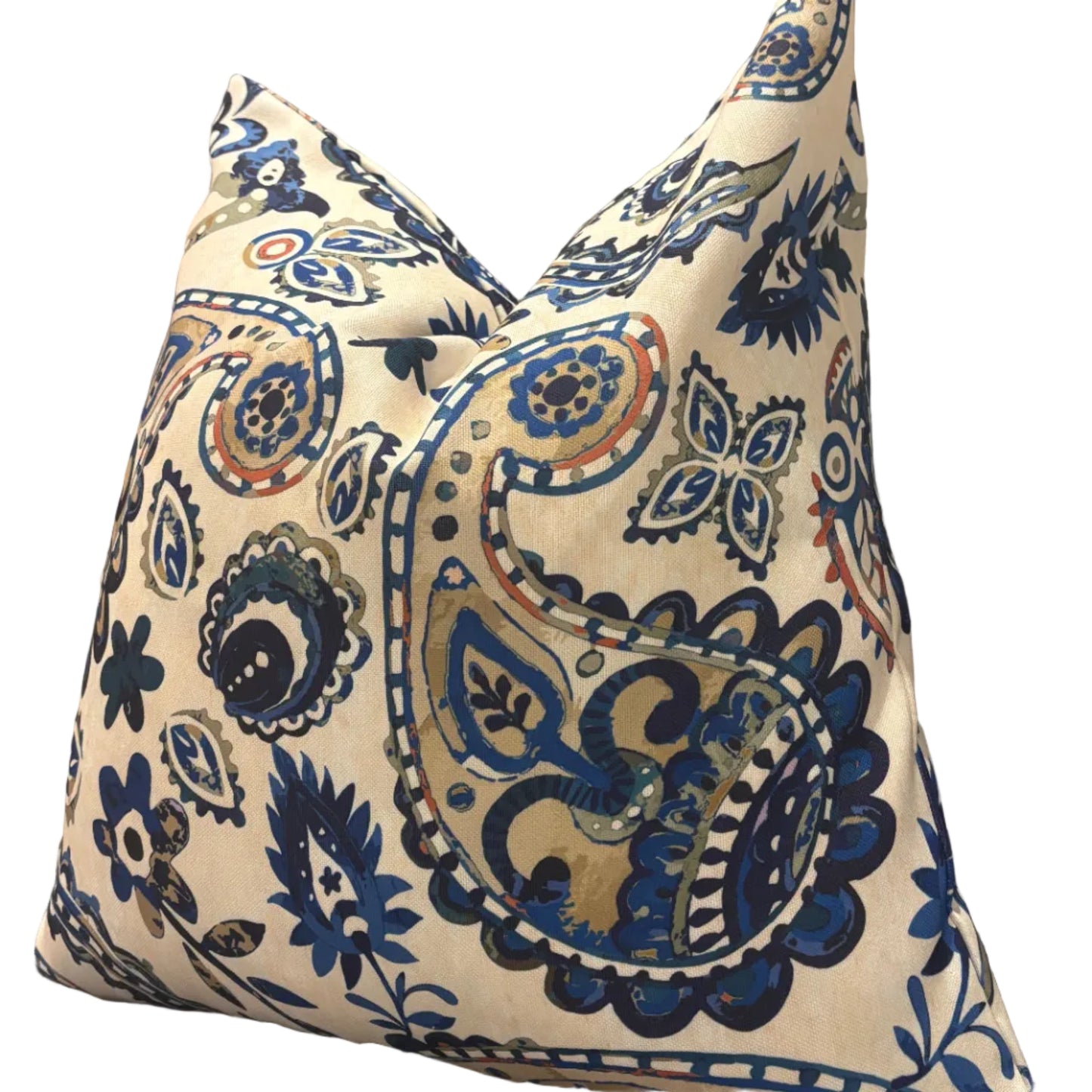 Indigo Paisley luxe cushion cover