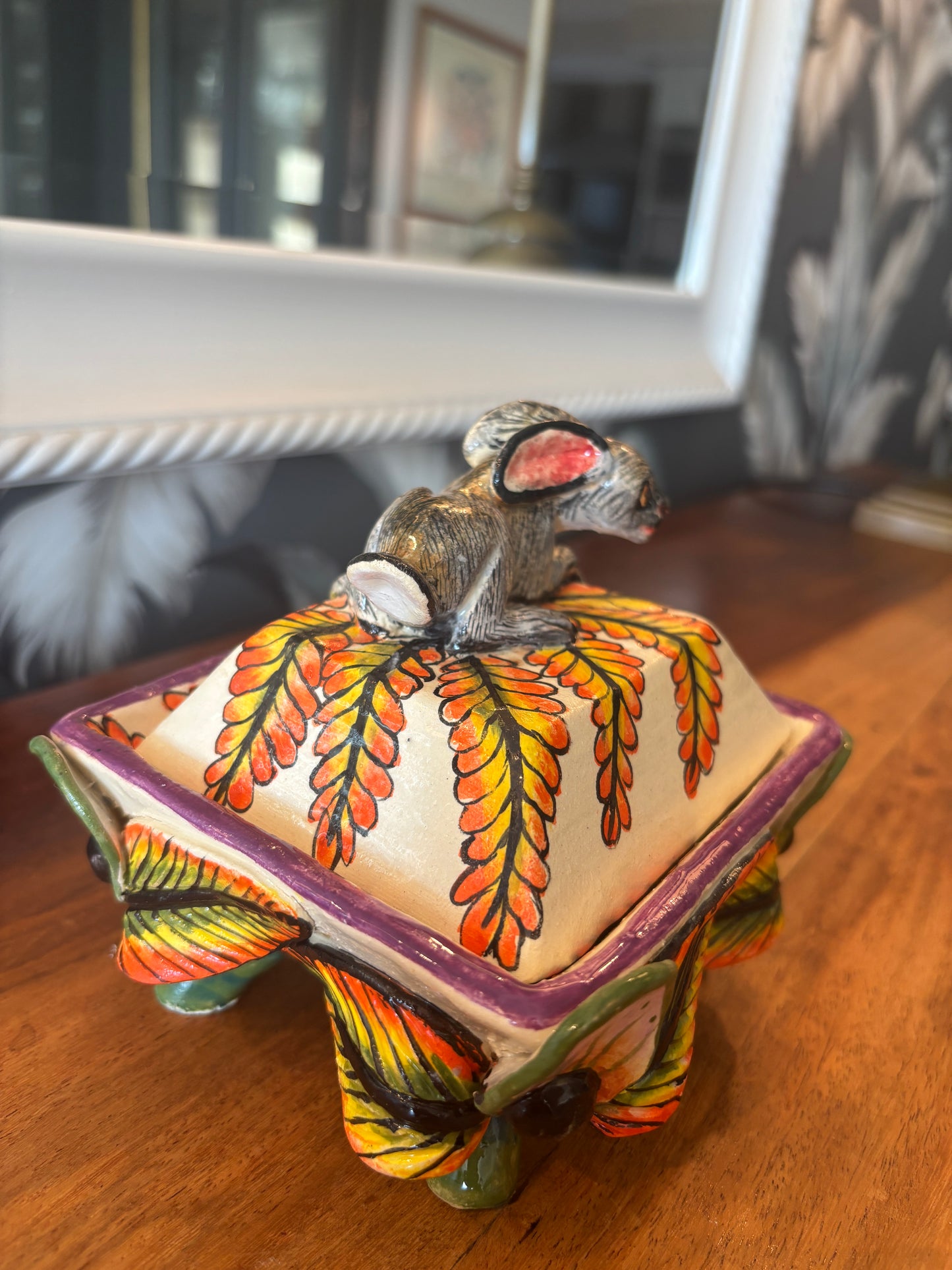 Butter dish - whimsical hare