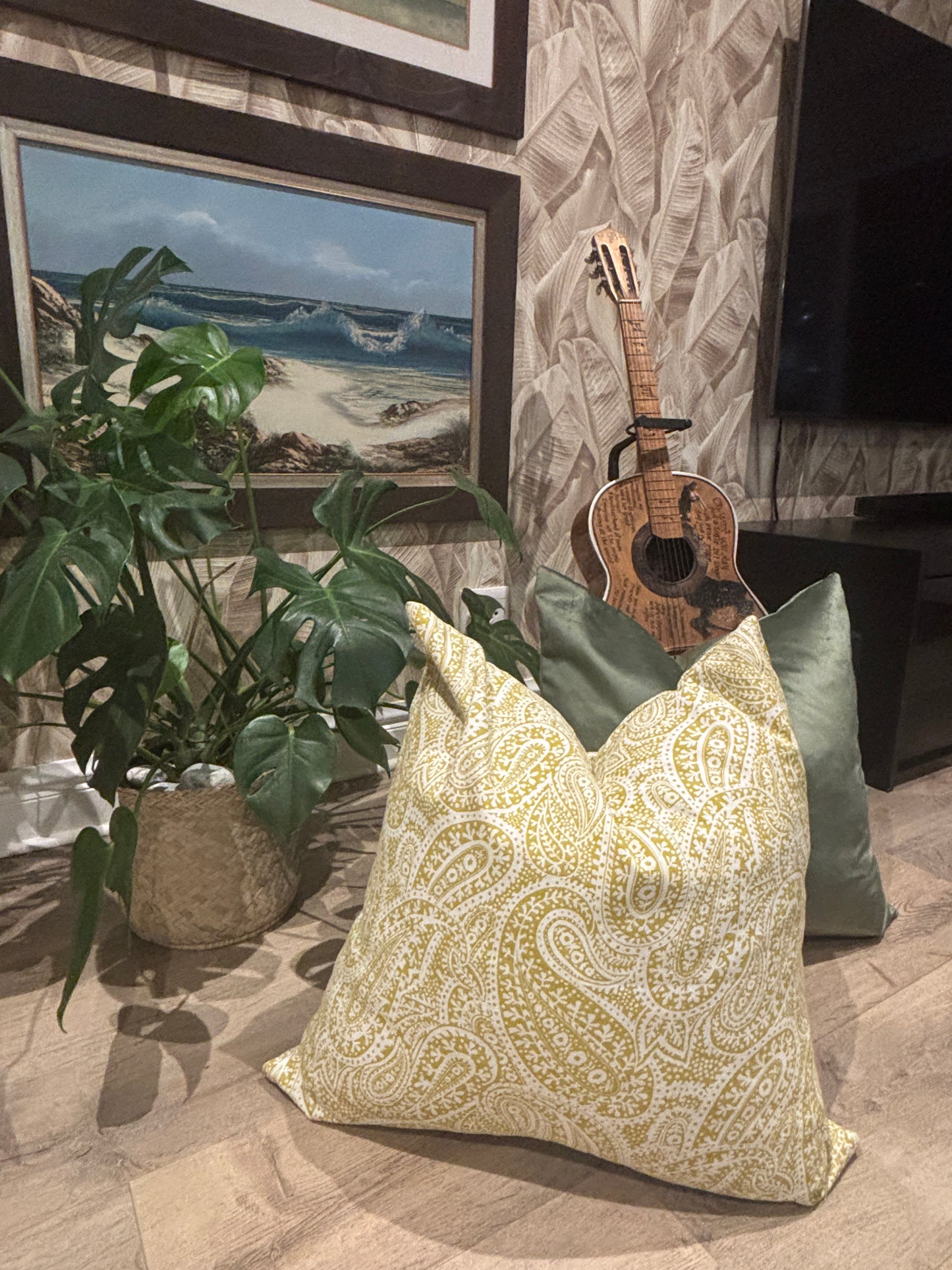 Mustard Paisley scatter cushion cover